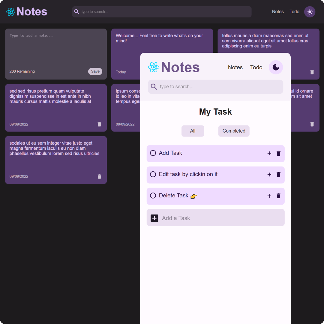 Notes App preview image.